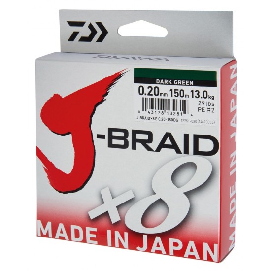 Fir Textil Daiwa - J-Braid x8 Dark Green 0.18mm 150m