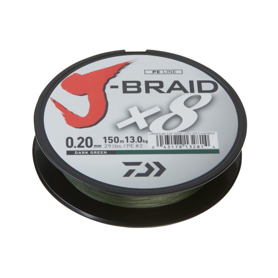 Fir Textil Daiwa - J-Braid x8 Dark Green 0.16mm 150m