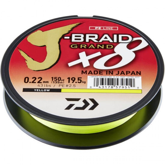 Fir Textil Daiwa - J-Braid Grand x8 Galben 0.16mm 135m